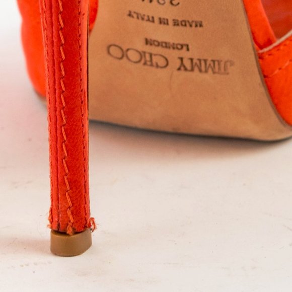 Jimmy Choo Leona Orange Nubuck Platform Sandals - Picture 8 of 9